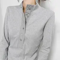 拼接POLO衫长袖女正肩针织上衣 C05C55