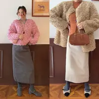 智英欧尼 毛巾棉半身裙【柔软裙子百搭韩系穿搭秋冬保暖气质开叉】