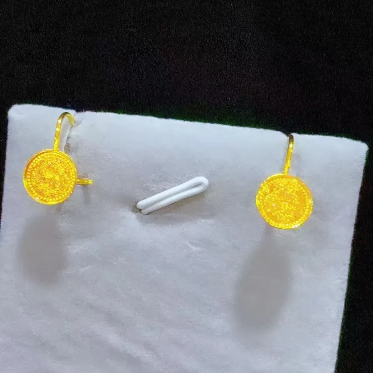 铜合金耳饰 黄色民族风 耳环古法耳圈简约复古耳色亮面  08091