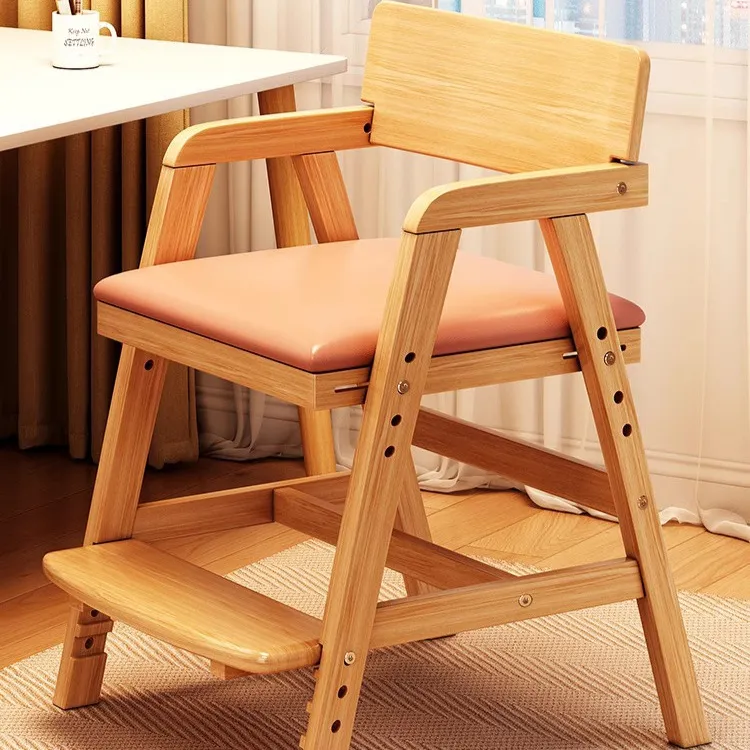 实木儿童学习椅子可升降调节靠背座椅学生写字坐姿矫正书桌椅餐椅