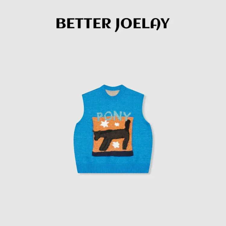 BETTER JOELAY-【马趣蓝调】羊毛针织马甲气质百搭慵懒舒适LL6315