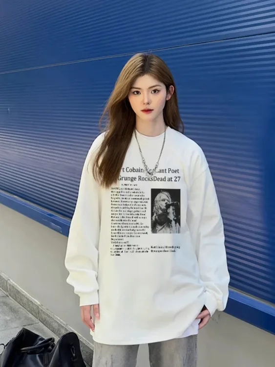 欧美重磅长袖t恤美式印花百搭高街男纯棉无帽cleanfit巴洛克上衣