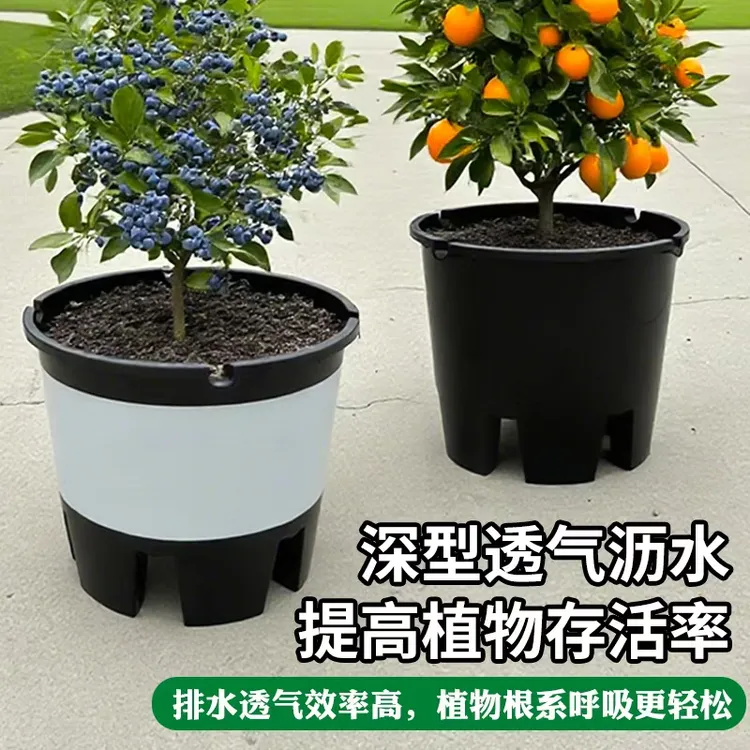 大容量加厚抗晒塑料圆形蓝莓盆控根盆适合绿植花卉