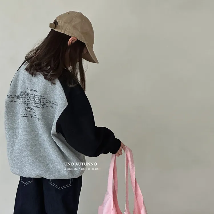 现货「UNO AUTUNNO」【慵懒假日】华棉女中大童字母印花卫衣CP66