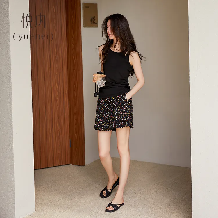 悦内带胸垫睡衣女款夏季夏天莫代尔无袖背心短裤家居服时尚可外穿