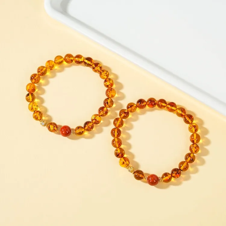 【云上叙】花珀DIY单圈手串—多样性发一件-7.5mm-V90511-M（甄选）