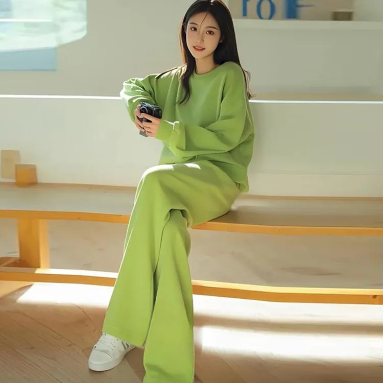高含棉韩版时尚套装女2025年春秋新款洋气百搭休闲卫衣长裤两件套