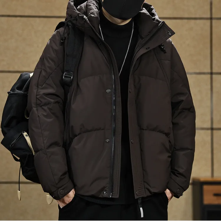 高端连帽羽绒服男士冬季新款潮牌宽松加厚防寒90白鸭绒羽绒外套男