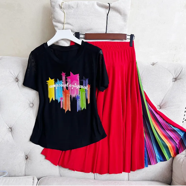 60cm杨丽萍广场舞套装裙两件套短袖水兵舞曳步舞运动跳操服夏新款