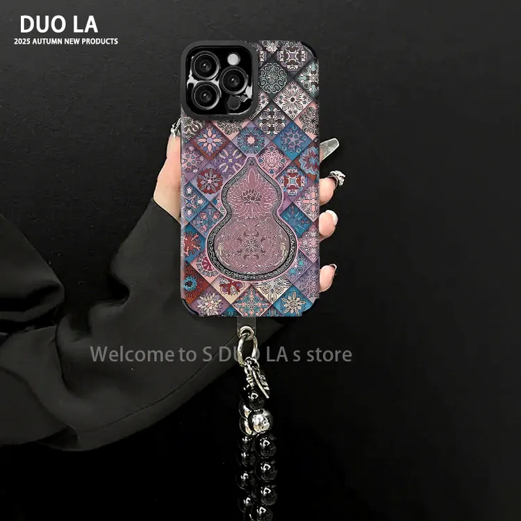 复古葫芦适用苹果17vivo华为oppo小米15瞳眼全包小羊皮手机壳女款