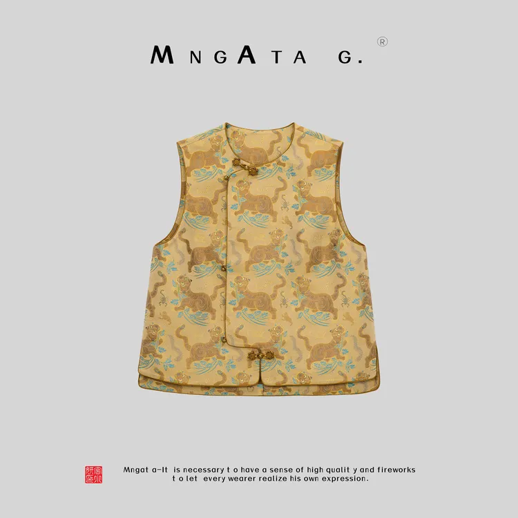 MNGATA G.宫小妍【钱小萍·虎镇五毒】真丝对花新中式马甲5030309