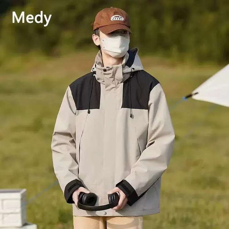 张金家休闲大版百搭男女同款三合一可脱卸冲锋衣情侣外套01