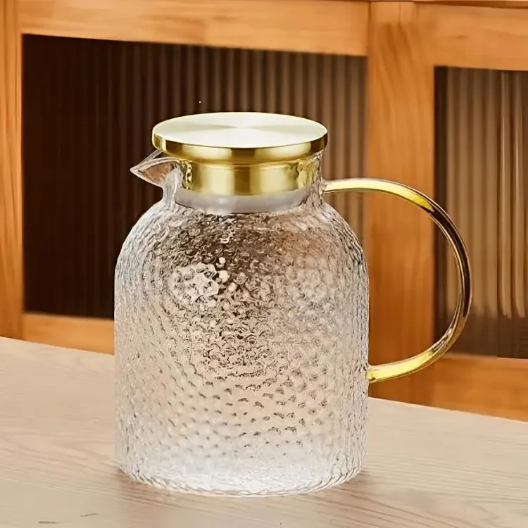 耐高温大容量可明火可电陶炉锤纹茶壶冷水壶凉茶家用玻璃水壶纯色