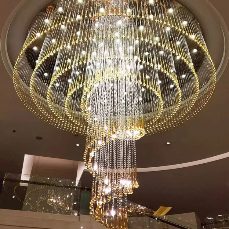 复式楼大吊灯现代轻奢挑空客厅水晶别墅婚庆酒店宴会大堂大型大灯