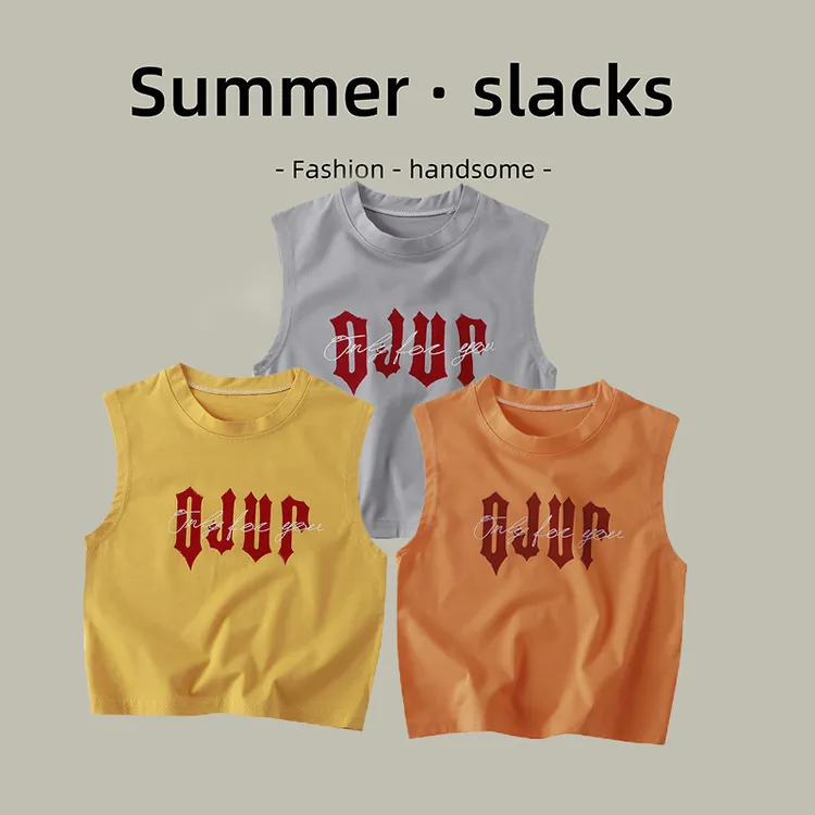 【现货】儿童夏季无袖背心男女宝多巴胺糖果色简约外穿圆领百搭洋气