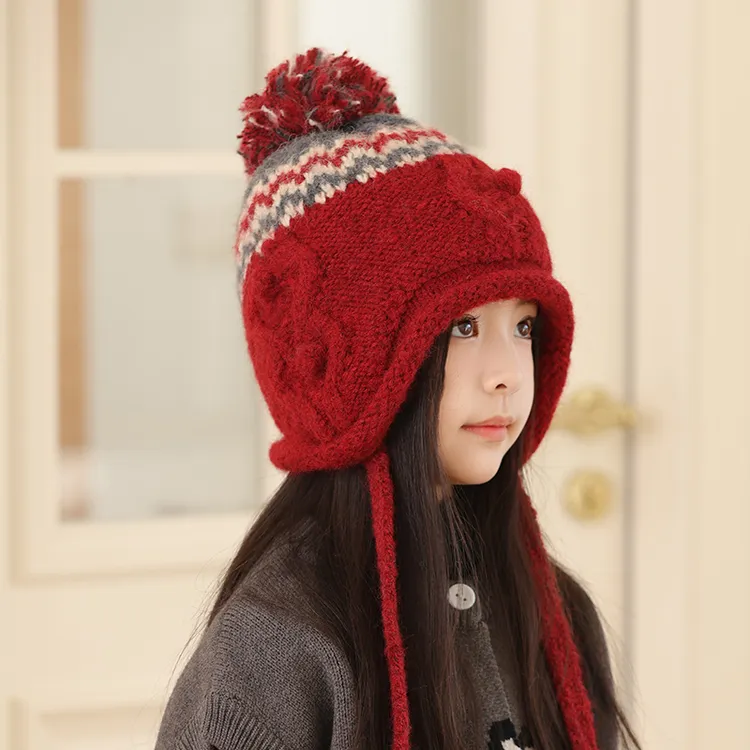 儿童帽子秋冬季宝宝毛线帽女童公主针织护耳帽可爱保暖防风套头帽
