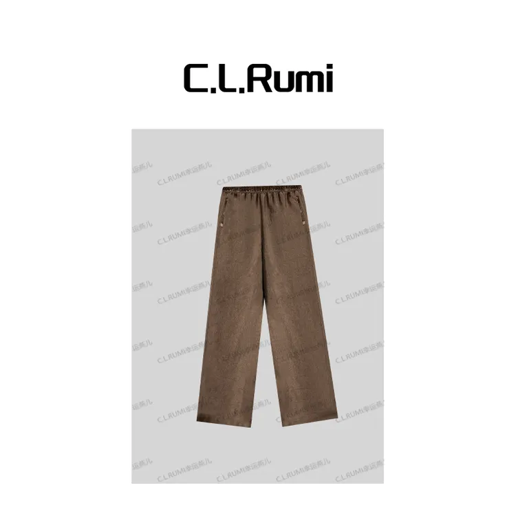 【Rumi女装】“琉璃裤”经典直筒褶皱肌理感凉感垂垂休闲醋酯裤7863kz