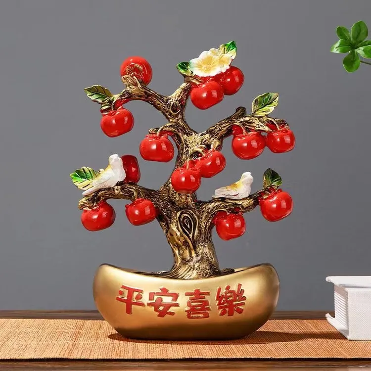 平安喜乐苹果树摆件招财元宝客厅玄关电视酒柜装饰品乔迁新居礼品