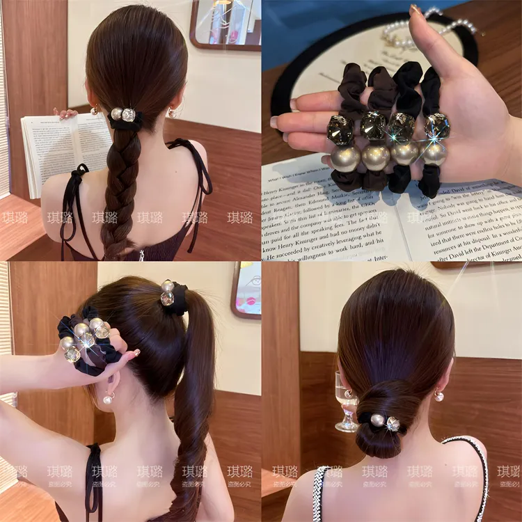 韩版气质闪钻发圈女2025新款时尚马尾头绳百搭丸子头发绳皮筋发饰