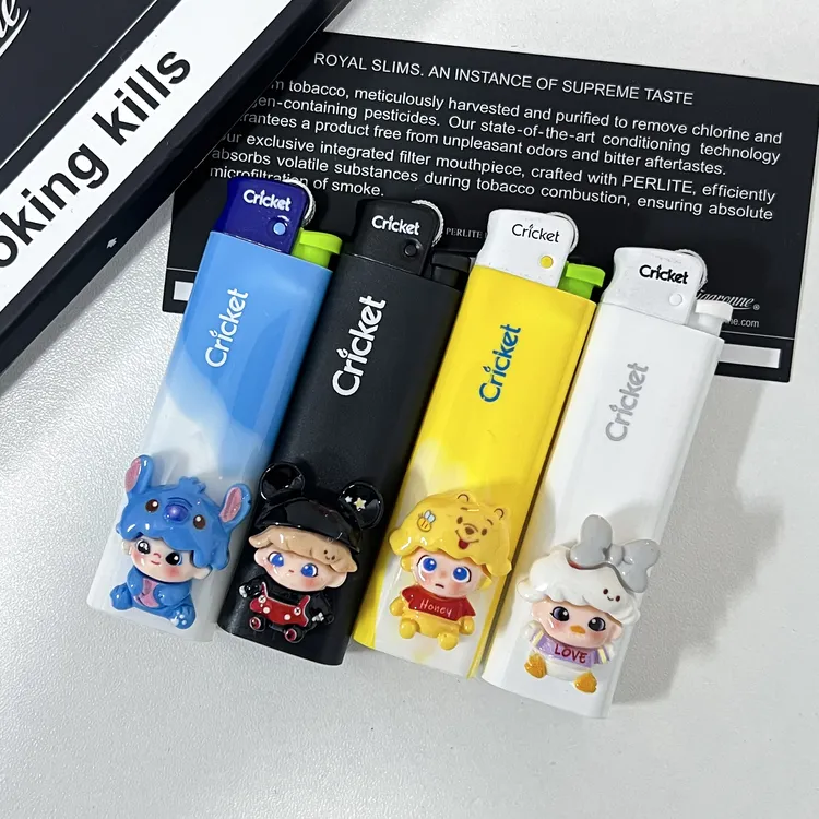 草蜢cricket可爱卡通打火机防摔防爆耐用铁礼盒装男礼物公仔原创