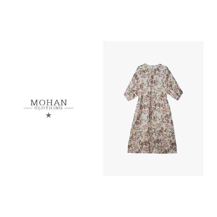 CLOTHING/墨含高奢时尚气质优雅百搭夏季新款亚麻连衣裙FM2501