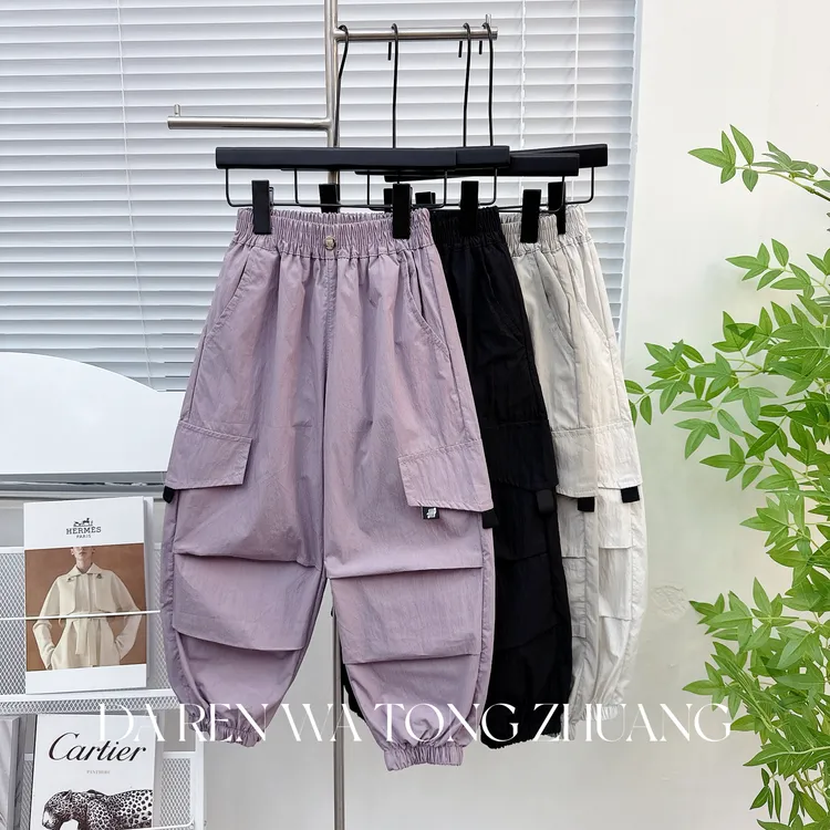 儿童工装裤夏季薄款儿童2025新款防蚊裤洋气儿童休闲裤中大童长裤