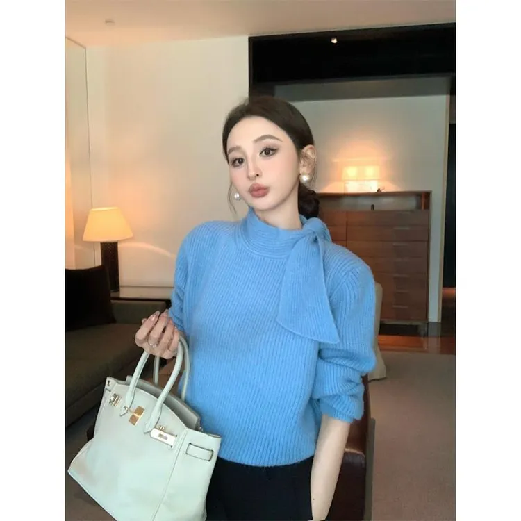 法式优雅洋气显瘦针织毛衣上衣#66456