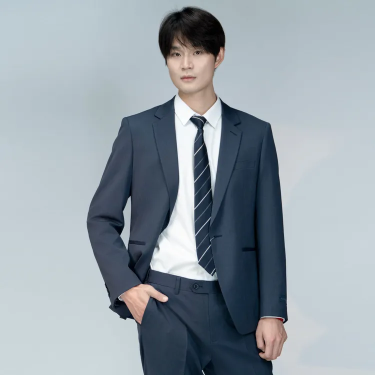 利郎2026年新款蓝色西服两件套