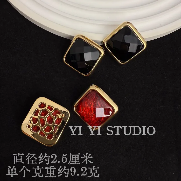 铜合金耳饰 法式高格调气质方形耳饰 时尚气质