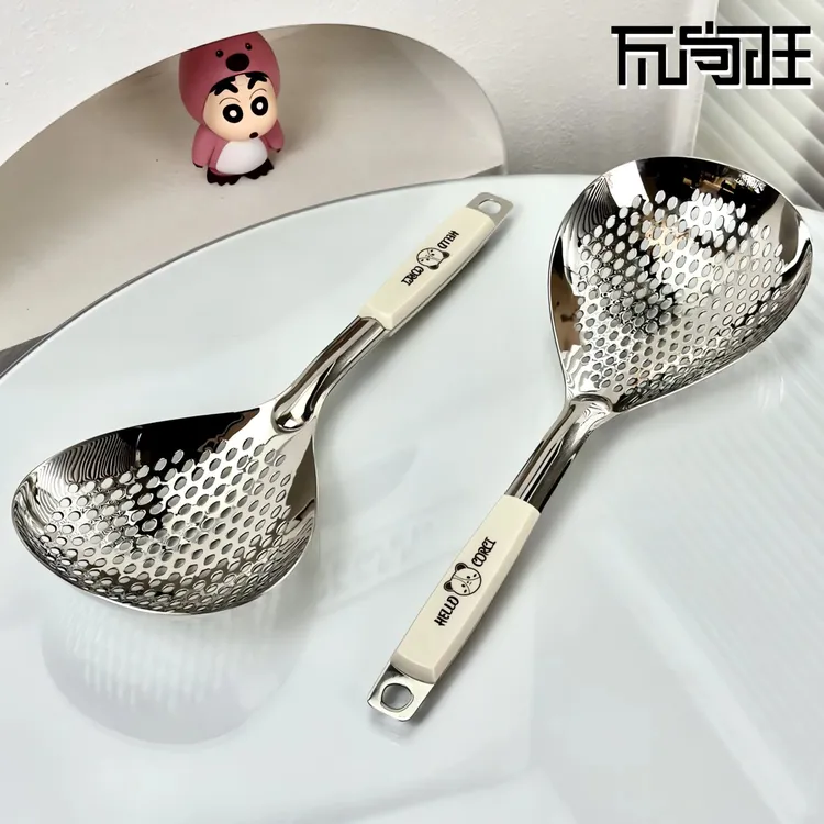 瓦尚旺新款食品级不锈钢大漏勺家用捞面捞饺子勺商用火锅店沥水勺
