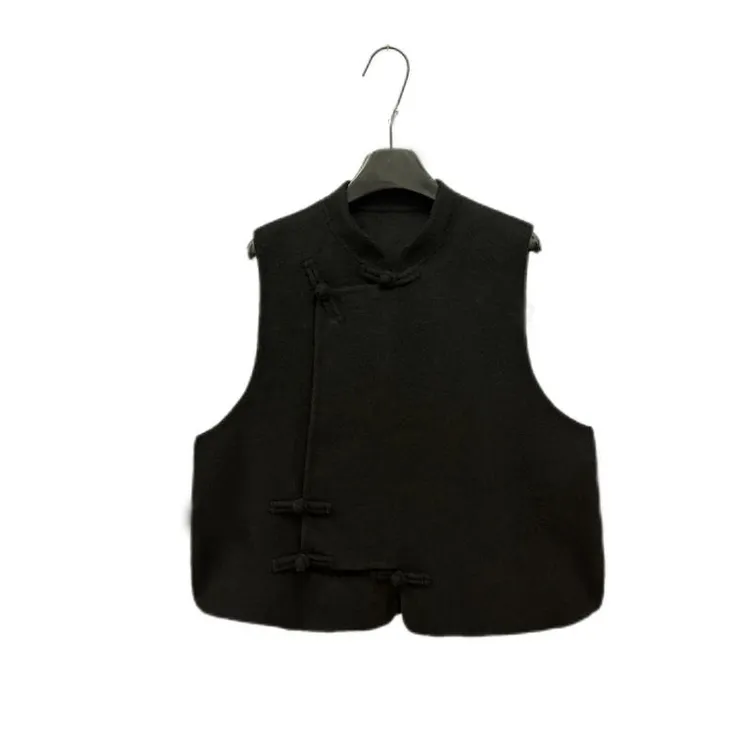 2025秋冬新款中国风轻奢复古简约时尚毛呢新中式马甲拜年服上衣