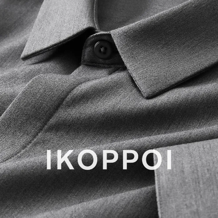 IKOPPOI长袖衬衫男士2026秋季款商务休闲暗扣衬衣抗皱免熨上衣服