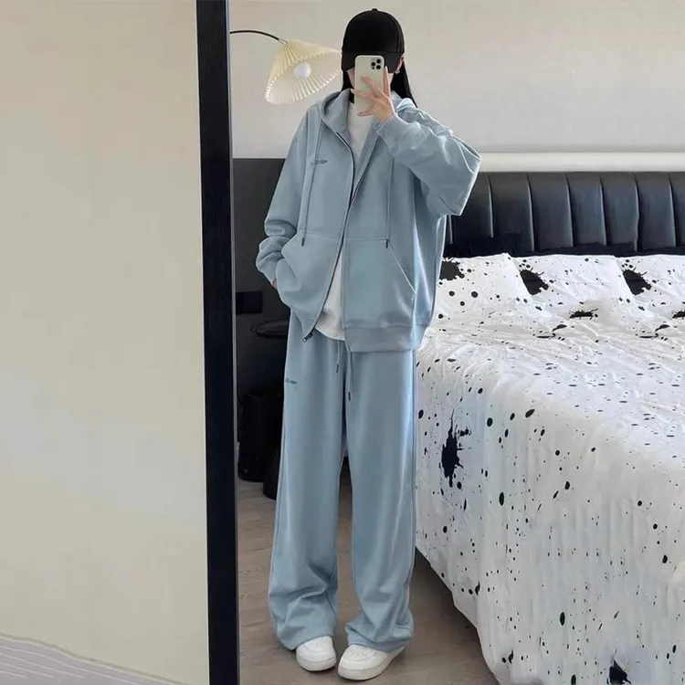 盐系运动套装女春秋新款学生宽松显瘦韩版时尚连帽卫衣休闲两件套