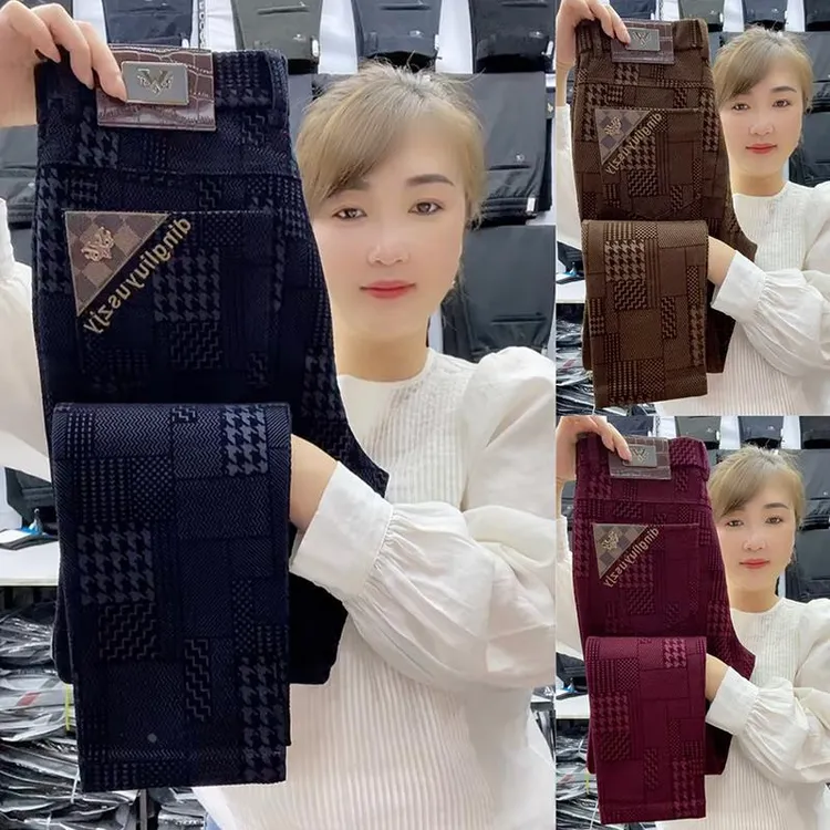 香港Npkp Couture官方/春秋高档新款植绒提花休闲裤男士商务轻奢