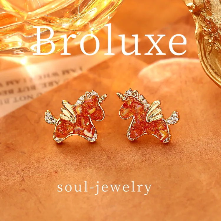 925银耳饰 【柏珞】A53 马年生肖锆石耳钉马上发财 soul jewelry