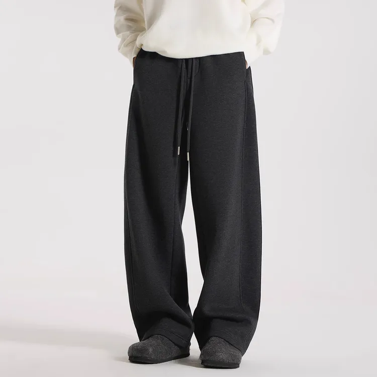 『素界』慕斯空气棉廓形秋冬加绒直筒裤百搭休闲舒适运动弯刀卫裤男