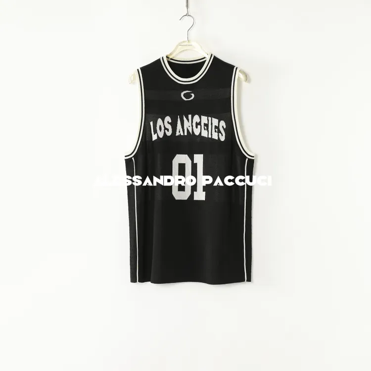 AP洛哥51029ST【篮球赛】圆领字母数字提花宽松时尚无袖上衣套头衫