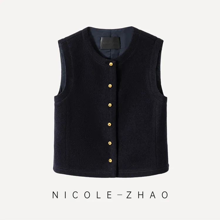 【贵姐NICOLE】设计师定制限量版高定气质羊毛马甲5NWJ018