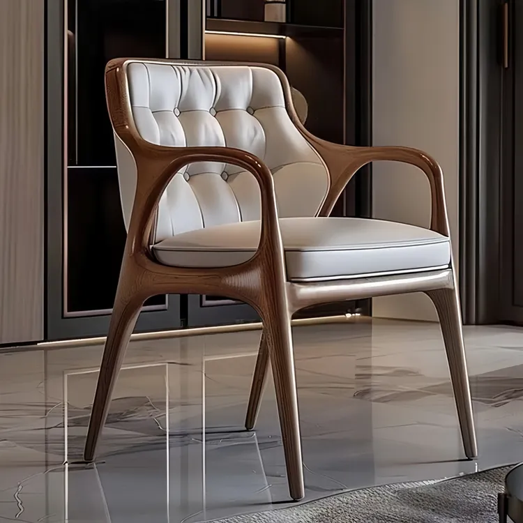 北美黑胡桃木椅子实木餐椅蔗农休闲椅意式轻奢靠背椅书椅茶椅家用