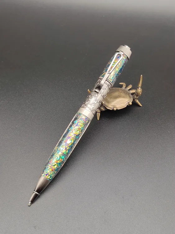 【自在斫磨】（特价）常春藤圆珠笔中性笔旋转出芯焕彩璃箔烧箔笔杆手