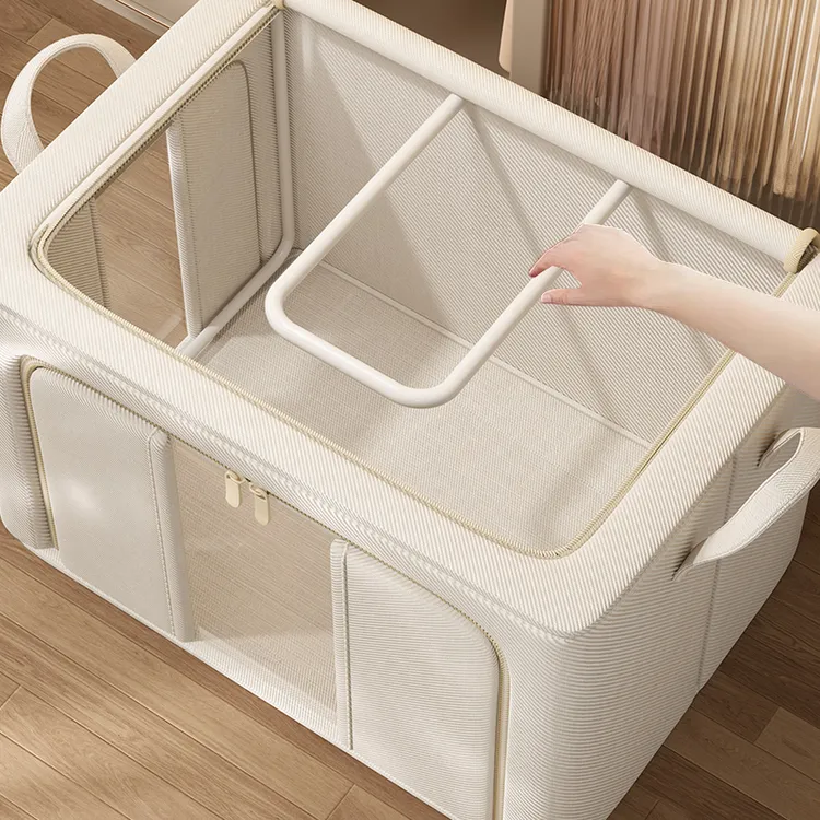 4个装 天山棉麻收纳箱羽绒衣服整理袋家用换季被子储物神器百纳箱