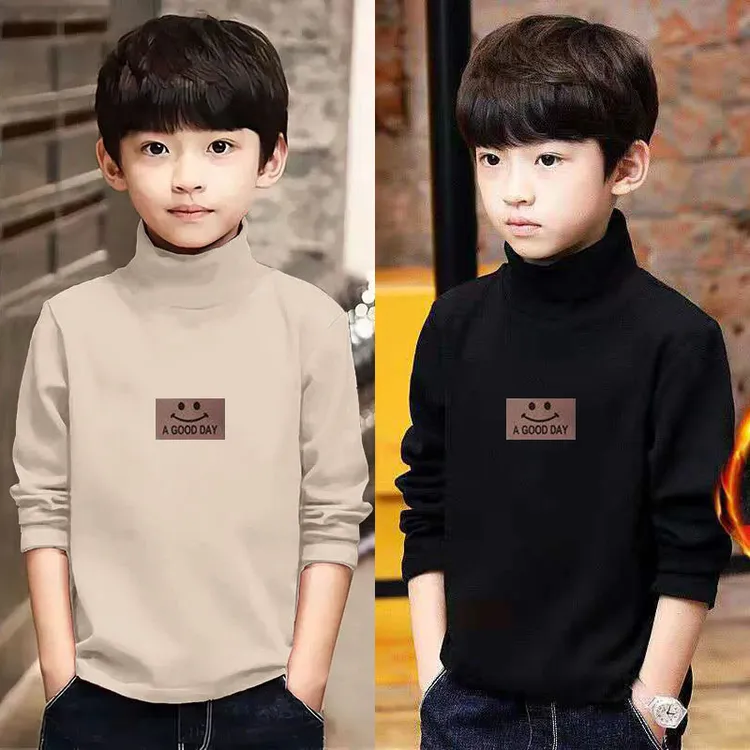 秋冬男童加厚德绒童装半高领加绒打底衫中大儿童帅气长袖t恤上衣