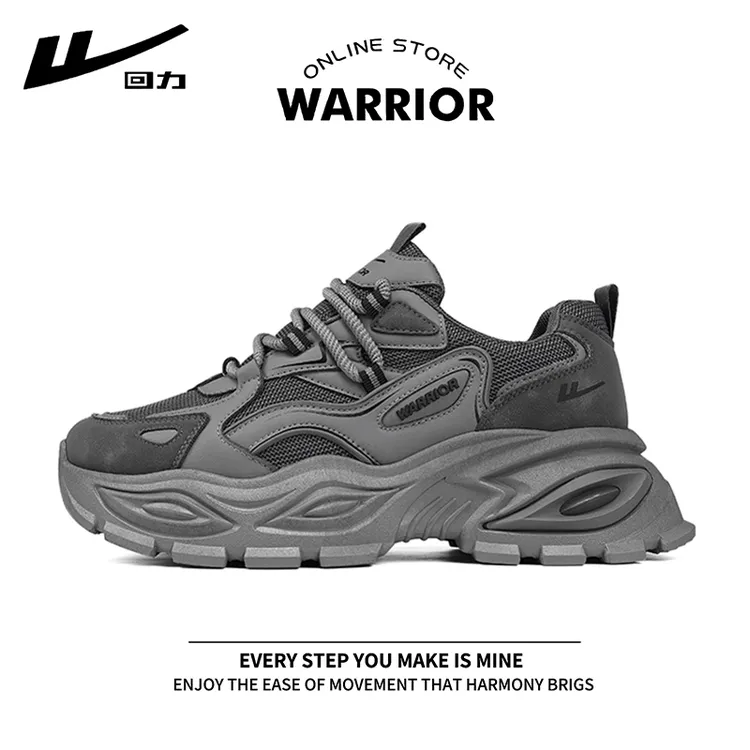 Warrior/回力秋季男鞋透气网面低帮休闲运动老爹鞋耐磨户外网面鞋