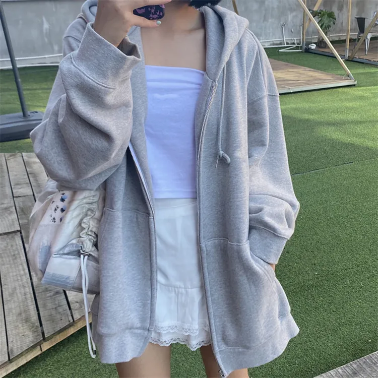 秋冬季加绒加厚卫衣女2025新款潮ins连帽学生韩版宽松棒球服外套
