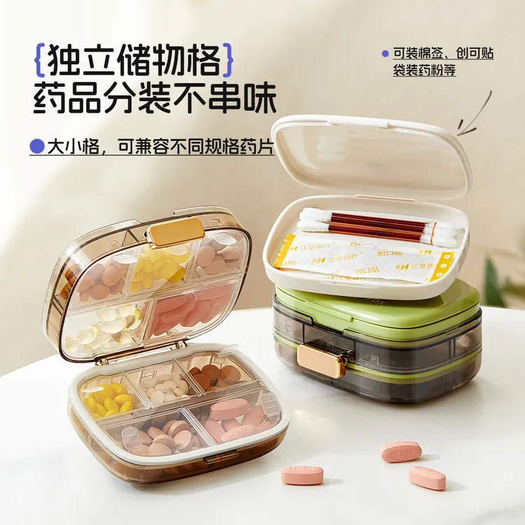 日本药盒密封防潮食品级便携随身旅行配药盒大容量药品分装收纳盒