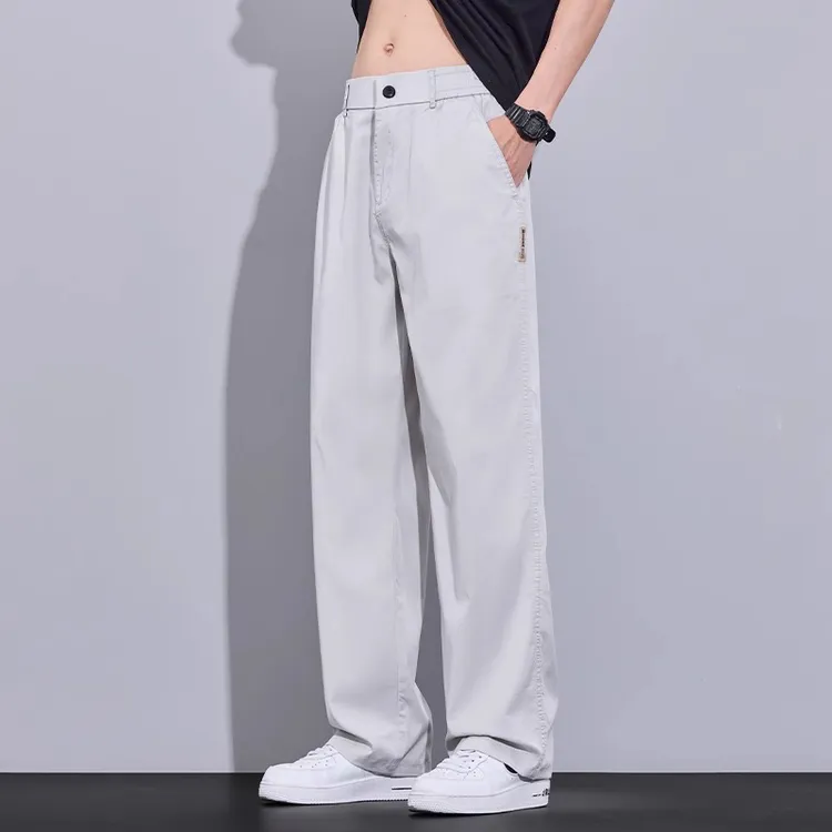 夏季薄款莱赛尔天丝休闲裤男士宽松直筒2025新款美式潮牌百搭裤子