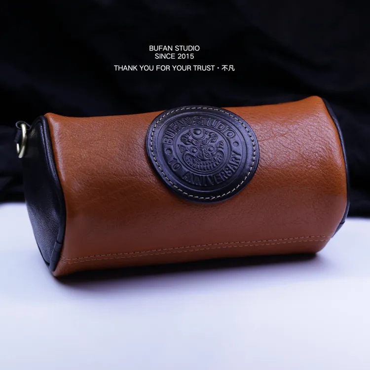 【不凡】文玩好物瑞兽胶囊文玩收纳包牛皮制，尺寸18.5×9×9cm