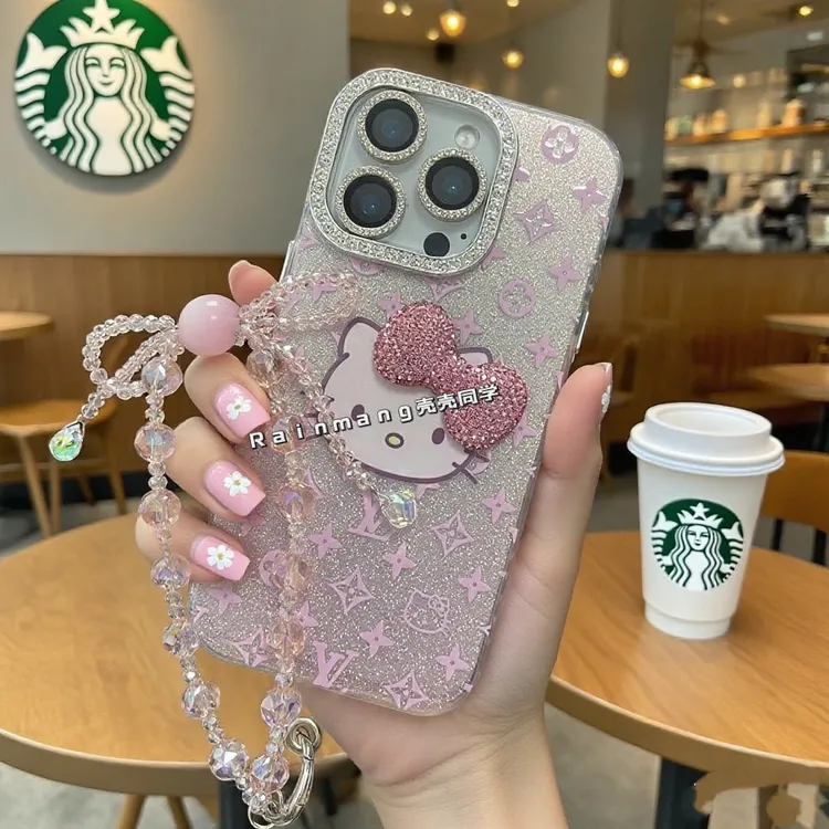 【老花粉KT猫】蝴蝶结闪粉iPhone17ProMax适用苹果15手机壳13 14 16