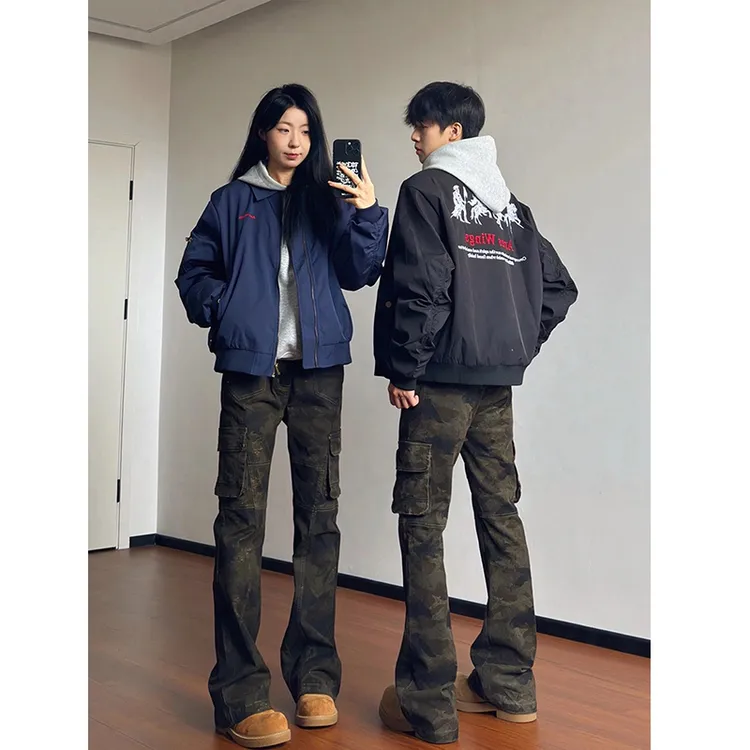 战马刺绣外套男款秋季美式高街vibe棒球服潮牌ma1短款飞行员夹克