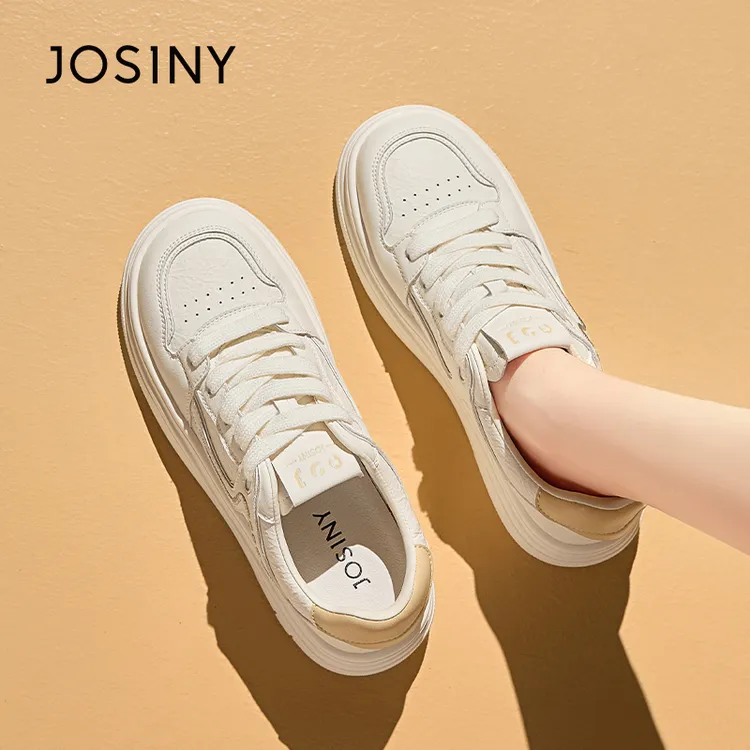 卓诗尼厚底小白鞋2025夏季平底增高运动板鞋透气软底百搭大头板鞋